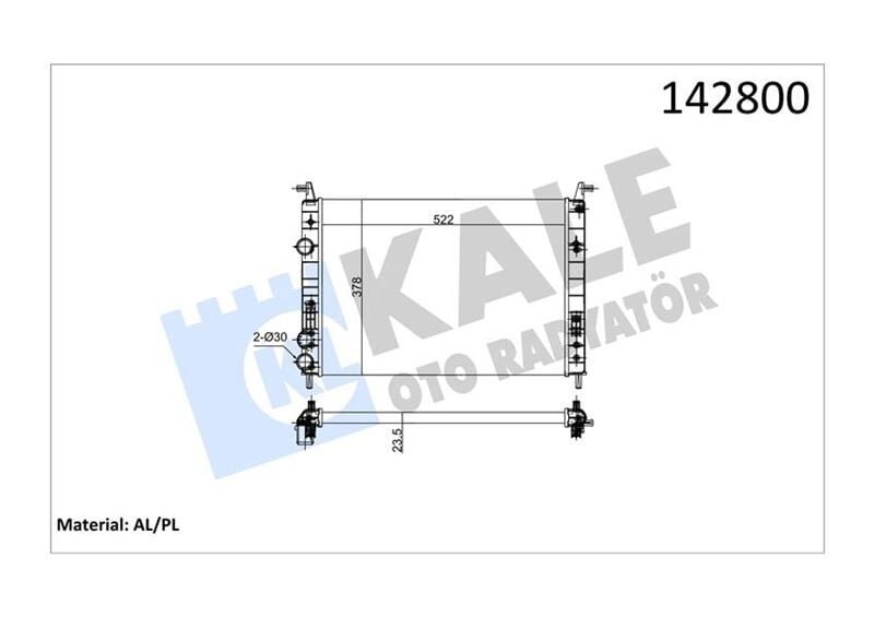 RADYATÖR PALIO 1.2-ALBEA 1.6 AC KLİMASIZ MEK 530x379x22 2 SIRA AL PL SİSTEM