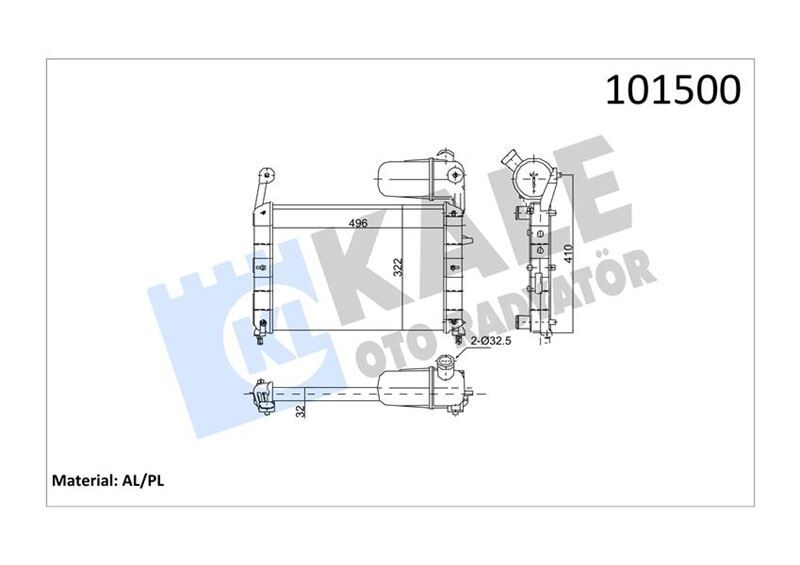 RADYATÖR TMPR-TIPO MEK KLİMASIZ 496x322x23 2 SIRA AL PL SİSTEM