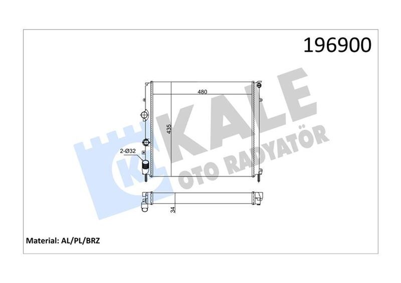 MOTOR SU RADYATÖRÜ RENAULT KANGOO 97 1.9D KLİMASIZ MEK 479x442x34 1 SIRA ALB SİSTEM