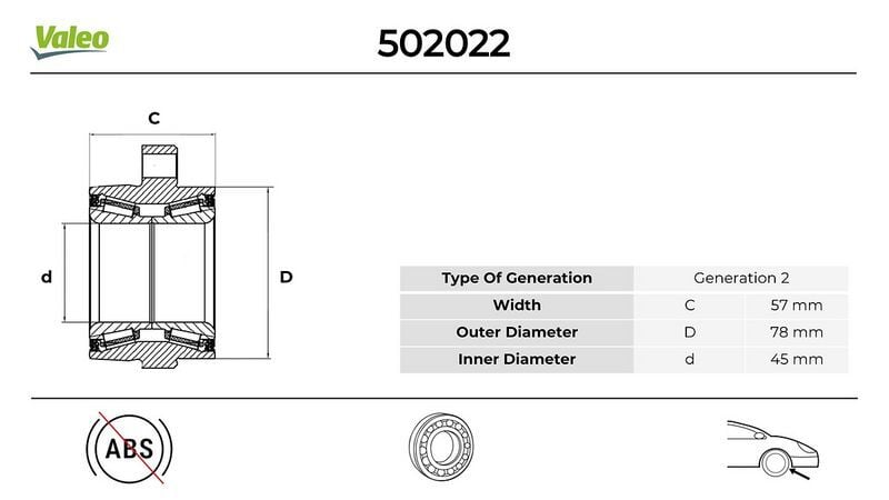 ÖN TEKER RULMANI ALÇAK TAVAN TRANSIT V347-V348 2.2 TDCI-2.4 TDCI 06 45x117x57 ABS SİZ 5 BİJON