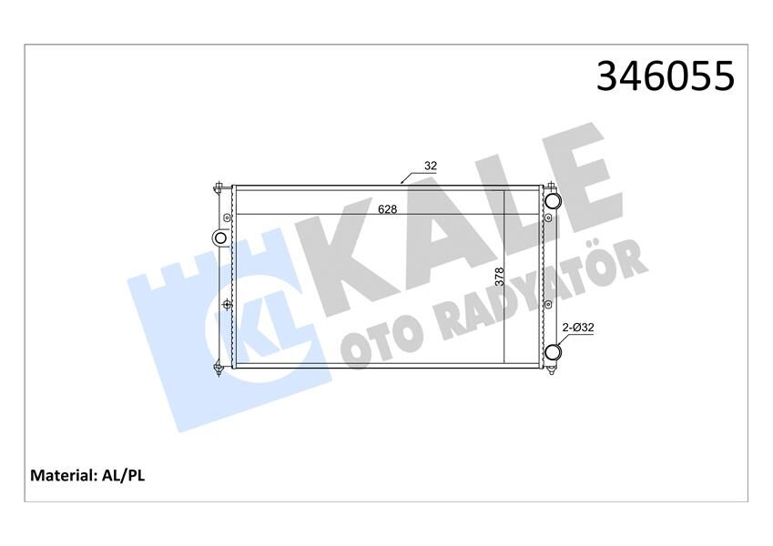 RADYATÖR CADDY II-POLO 95-01 CORDOBA 96-99 IBIZA II 1.9TD-SDI AC /- MEK 628x378x34 AL/PL/BRZ