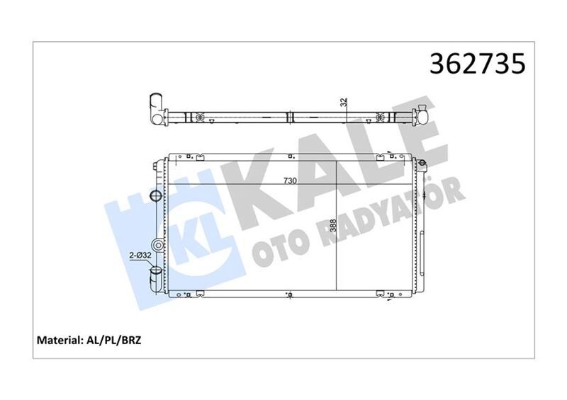 351020 MOTOR SU RADYATÖRÜ RENAULT MASTER II 01 OPEL MOVANO 01 1.9dCi 2.5dCi 2.8 DTI MT AC-NAC BRAZING 730x388x32