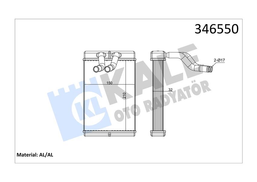 KALORİFER RADYATÖRÜ HYUNDAI H-1. STAREX 2.5L D4CB D4BH 01- - ALEMİNYUM