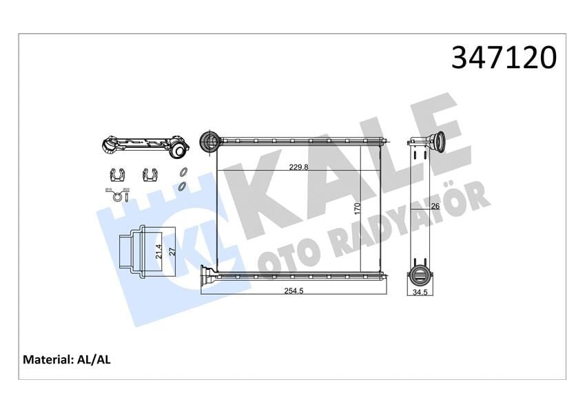 KALORİFER RADYATÖRÜ 308 1.4 16V-1.6 16V 07 C3 1.4VTI 09 KİLİMALI-KİLİMASIZ ARAÇLAR İÇİN