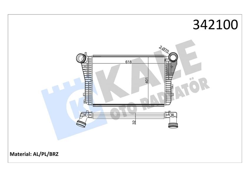 TURBO RADYATÖRÜ INTERCOOLER CADDY-GOLF V-JETTA-A3-LEON-OCTAVIA 1.8-1.9-2.0TDI-TFSI 615X406.6X32