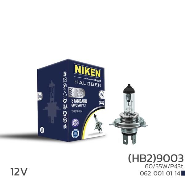 NIKEN 9003 HB2 60W/55W HALOJEN AMPUL P43t 12V