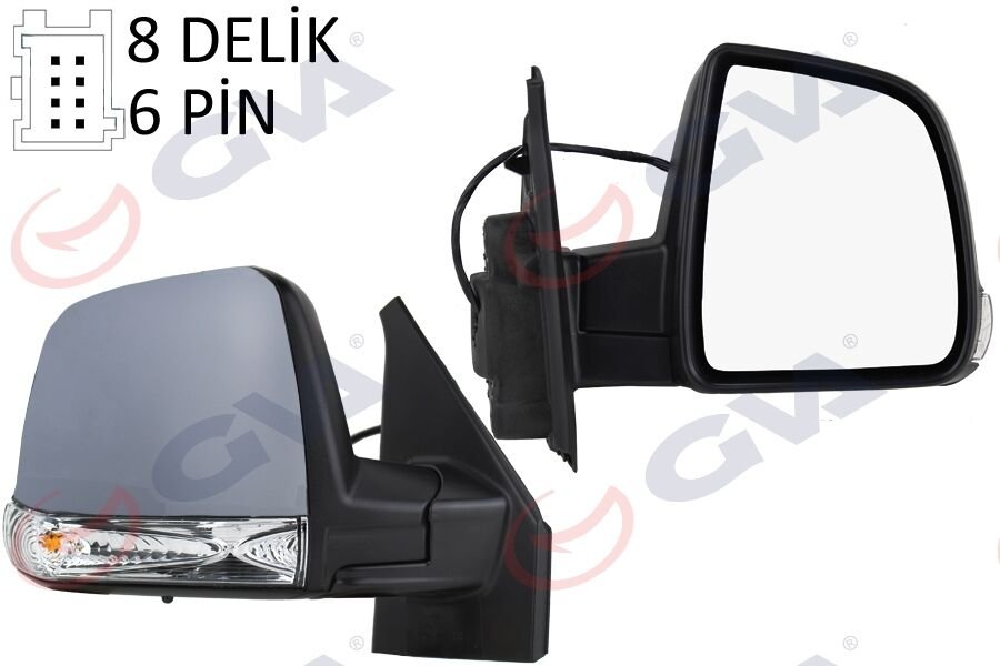 DIŞ DİKİZ AYNASI SAĞ DOBLO 11 ELEKTRİKLİ SİNYALLİ ASTARLI TEK CAMLI KONVEKS 6 FİŞ VM-668EHPR