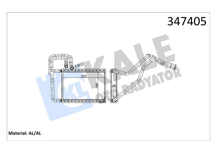 KALORİFER RADYATÖRÜ KIA CERATO 1.5L D4FA CRDİ 05-06 1.6L G4ED benzinli 04-09 2.0L D4EA dizel 04-06 - ALEMİNYUM