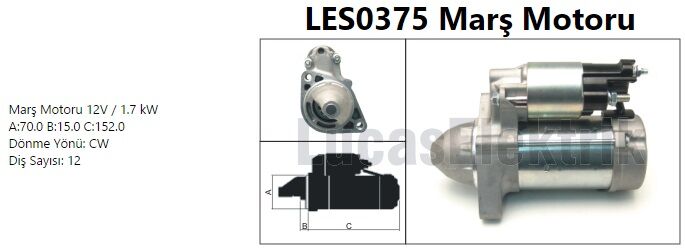MARS MOTORU 12V 1.7kW 12 DIS MERCEDES W204 X204 C218 W212 C207 W639 B906