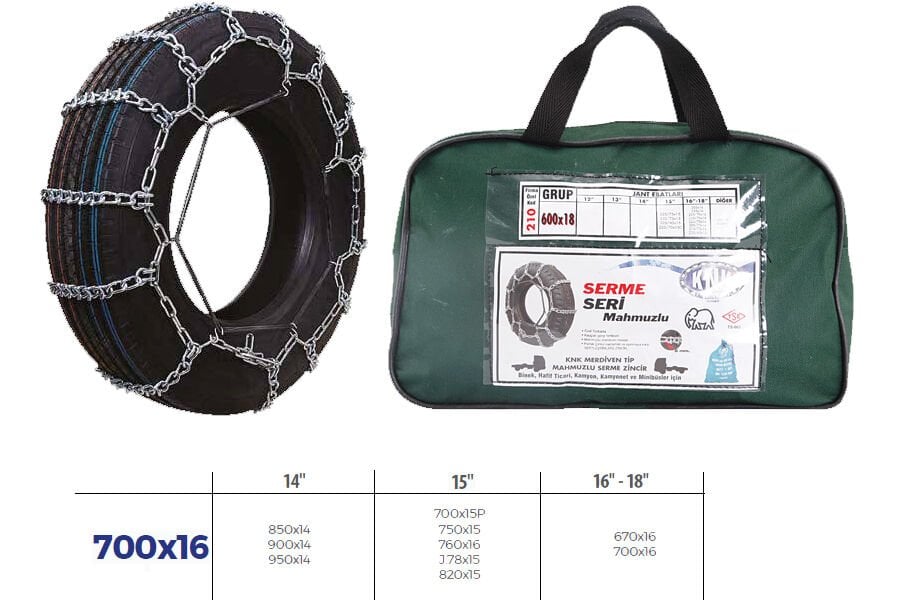 PATİNAJ ZİNCİRİ MİNİBÜS VE KAMYONET SERME 215X75X16 ZİNCİR EBATLARI İÇİN RESİME BAKINIZ