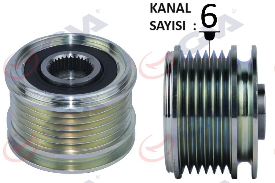 ALTERNATÖR KASNAĞI RULMANLI CLIO II-MEGANE-KANGOO-SCENIC K4M-K4J-K9K-F4P 6 KANAL AYARLI