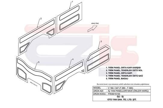 KAPI DÖŞEMESİ ÖN KAPILAR HARİÇ FORD TRANSİT V184-V347 MAXI PARÇA