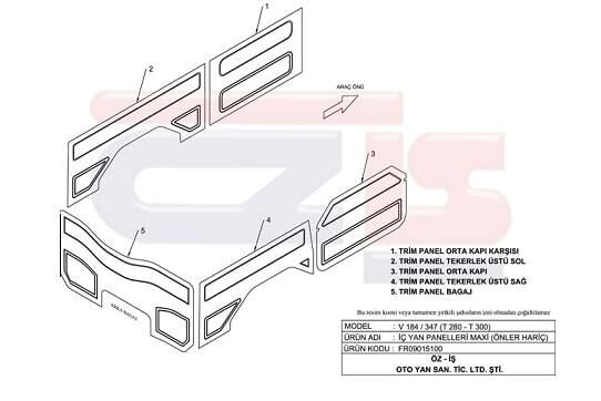 KAPI DÖŞEMESİ ÖN KAPILAR HARİÇ FORD TRANSİT V184-V347 MAXI PARÇA
