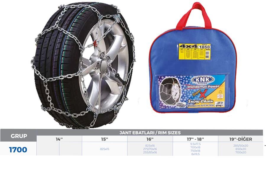 PATİNAJ ZİNCİRİ 4x4 JEEP - MİNİBÜS VE HAFİF TİC.ARAÇ 15-16-17-18-19 JANT ZİNCİR EBATLARI İÇİN RESİME BAKINIZ