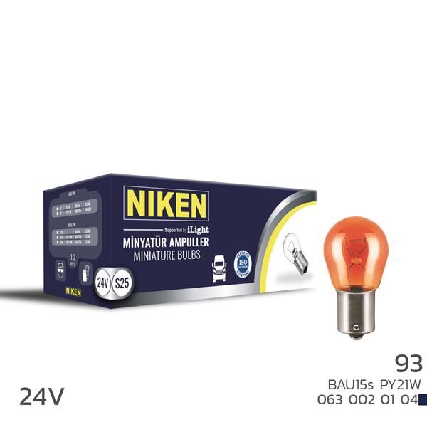 NIKEN 24V 93 AMPUL YT PY21W AMBER BAU15s 10LU