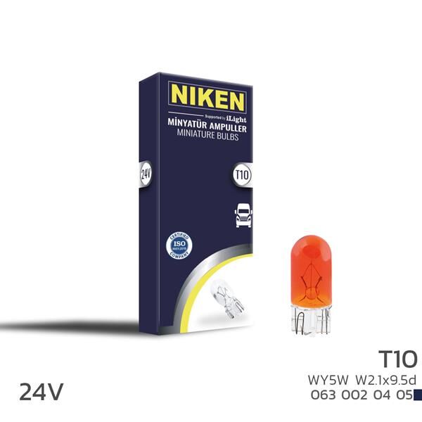 NIKEN 24V T10 PARK AMPULÜ W5W AMBER W2.1x9.5d 10L