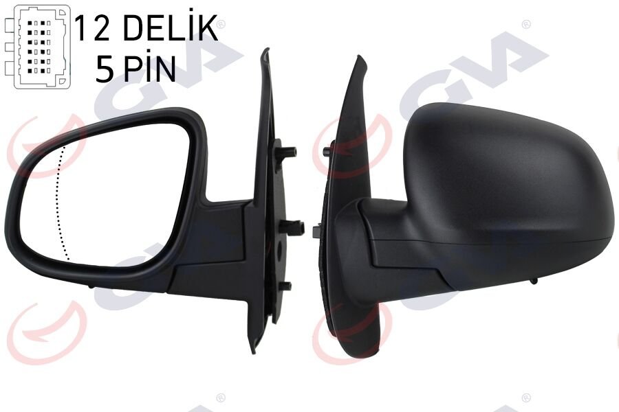 DIŞ DİKİZ AYNASI SOL KANGOO-CITAN 13 ELEKTRİKLİ ISITMALI DESENLİ ASFERİK 5 FİŞ VM-6132EHAL