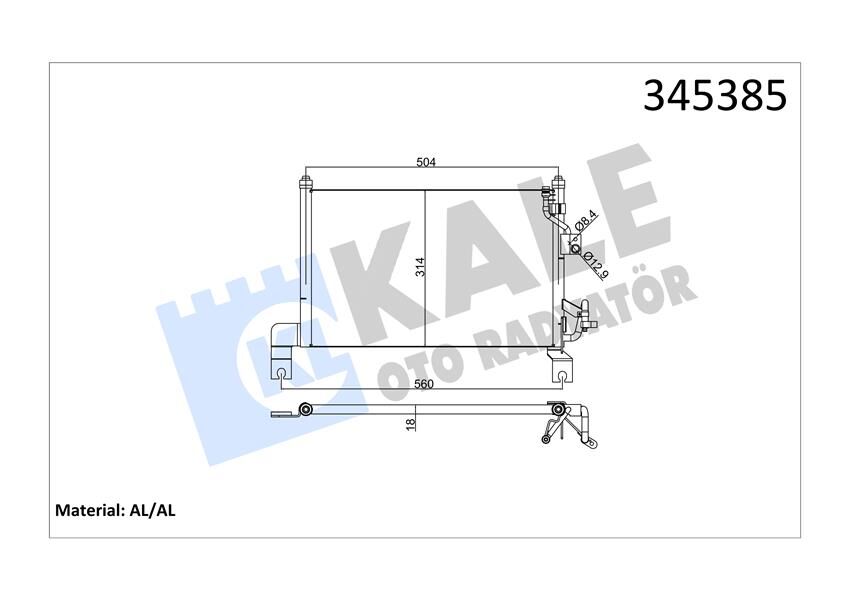 KLİMA RADYATORU KONDENSERİ FORD RANGER 98 06 2.5 TD 525X292X16 OTO.-MEK.