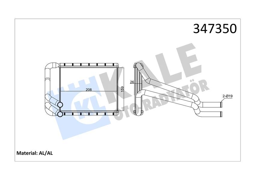 KALORİFER RADYATÖRÜ HYUNDAI i30 1.6L G4FD GDİ 11-16 / 1.6L D4FB CRDi dizel 11- / KIA CEED 1.6L G4FJ T-GDI 13- / 1.6L D4FB CRDi dizel 11- / CERATO 1.6L G4FG 12-17 - ALEMİNYUM