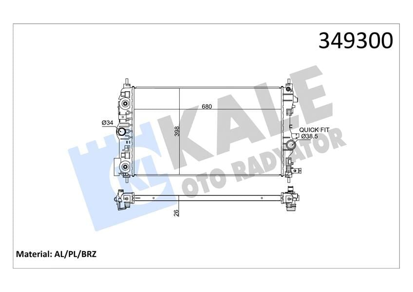 RADYATÖR OTOMATİK ASTRA J-ZAFIRA TOURER C-CRUZE 1.4-1.6 AL/PL/BRZ 680x397x28