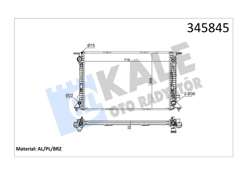 RADYATÖR Q5 3.0 TDİ guattro 08 720x470x32 AC /- MEK OTOM AL/PL/BRZ