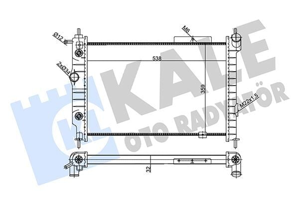 SU RADYATÖRÜ OPEL ASTRA F 1.4I 1.6I 2.0I 1.7D 93-98 AT NAC MEKANİK 538x359x32 90443392