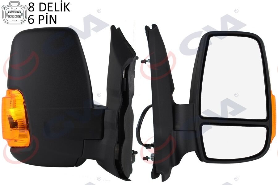 DIŞ DİKİZ AYNASI SAĞ TRANSIT V363 14 KISA KOL-KATLANMAZ ELEKTRİKLİ ISITMALI SARI SİNYALLİ DESENLİ KONVEKS 6 FİŞ VM-6329NEHR